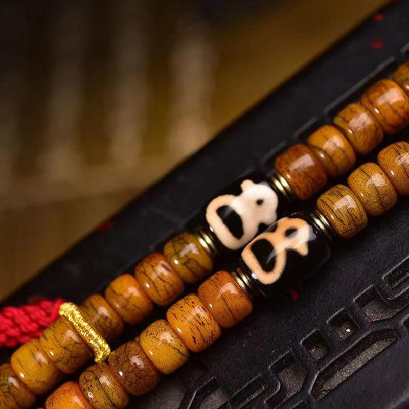 Handmade 108-bead Camel Bone Mala for Luck & Protection