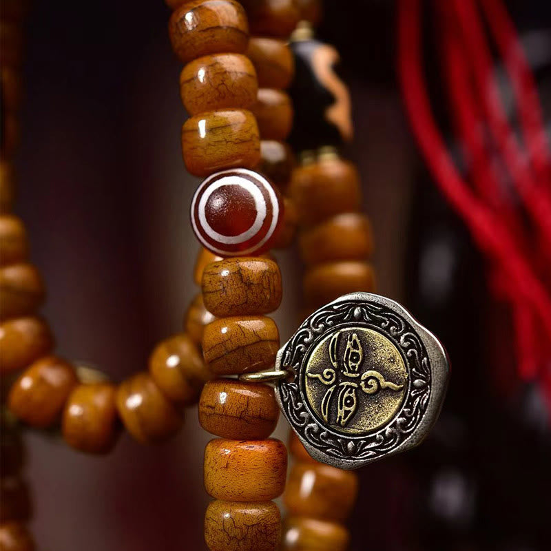 Handmade 108-bead Camel Bone Mala for Luck & Protection