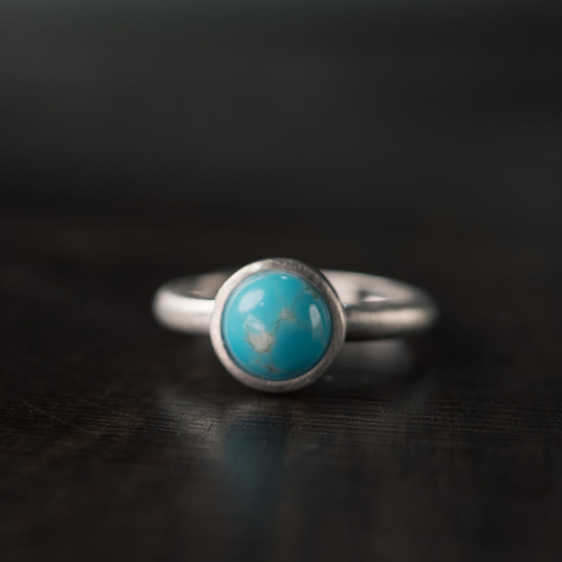 Buddha Stones Natural 925 Sterling Silver Lazurite Lapis Lazuli Turquoise Adjustable Balance Ring