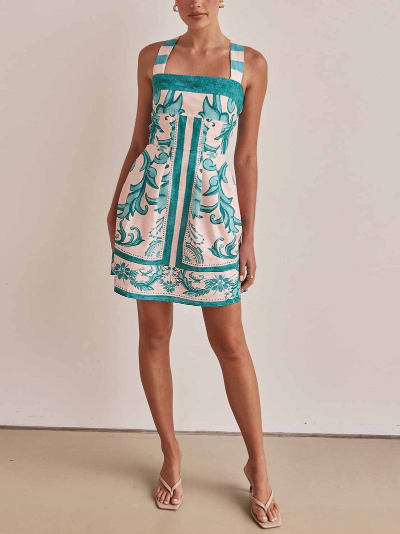 Exquisite Painted Print Camisole Mini Dress