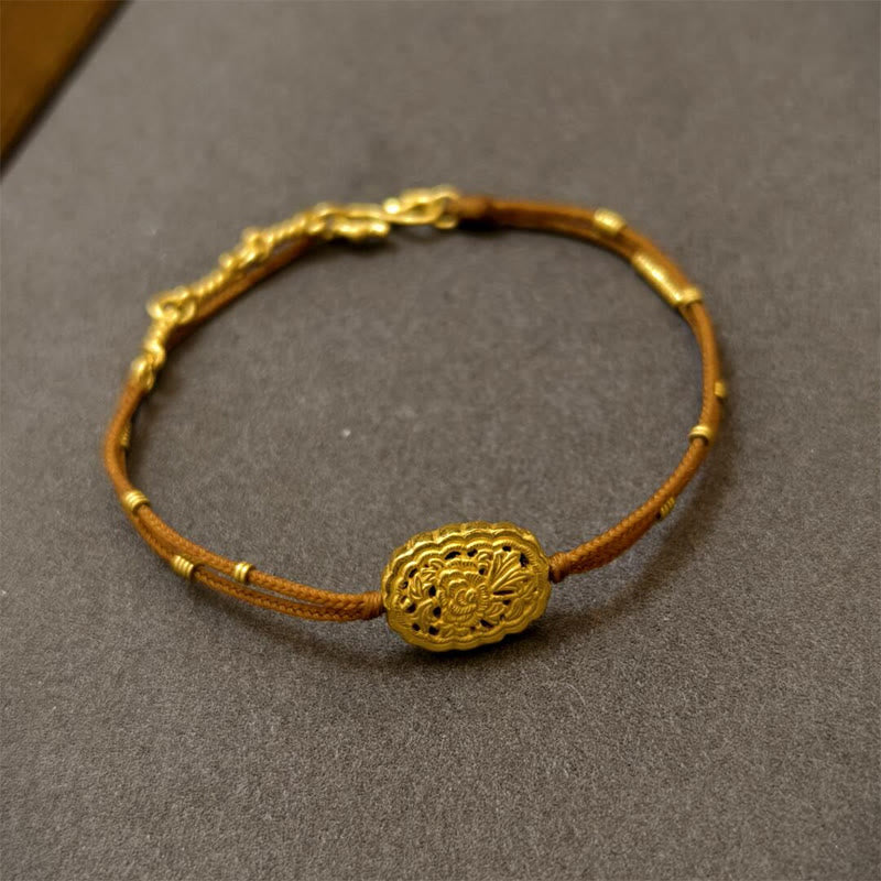 Copper Balance Spiritual Bracelet With Gold Plated Peony String