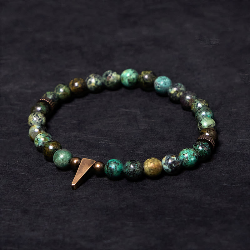 Buddha Stones Distressed Design Turquoise Copper Balance Bracelet