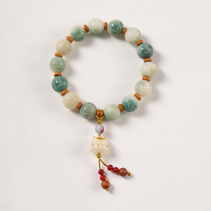 Buddha Stones Gradient Bodhi Seed Om Mani Padme Hum Carved Zakiram Peace Bracelet