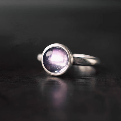 Buddha Stones Natural 925 Sterling Silver Amethyst Adjustable Balance Ring