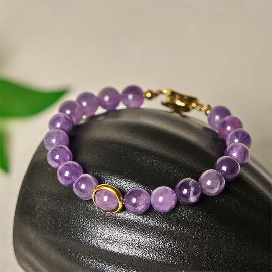Buddha Stones Natural Amethyst Beads Balance Relieves Stress Buckle Bracelet