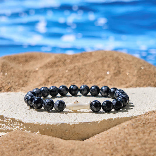 Buddha Stones Natural Agate Stone Shark Wisdom Bracelet