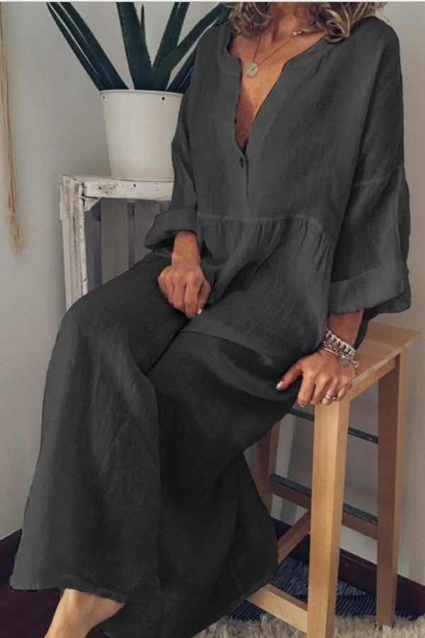 V Neck Color Maxi Dress