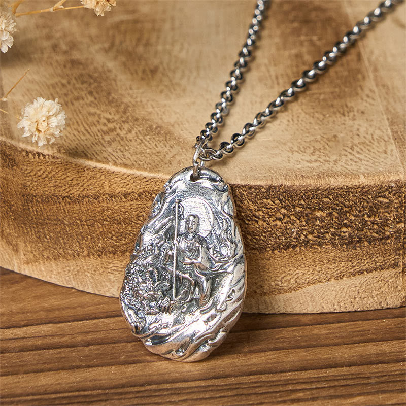 Buddha Stones Copper Kṣitigarbha Dizang Bodhisattva Compassion Pendant Necklace