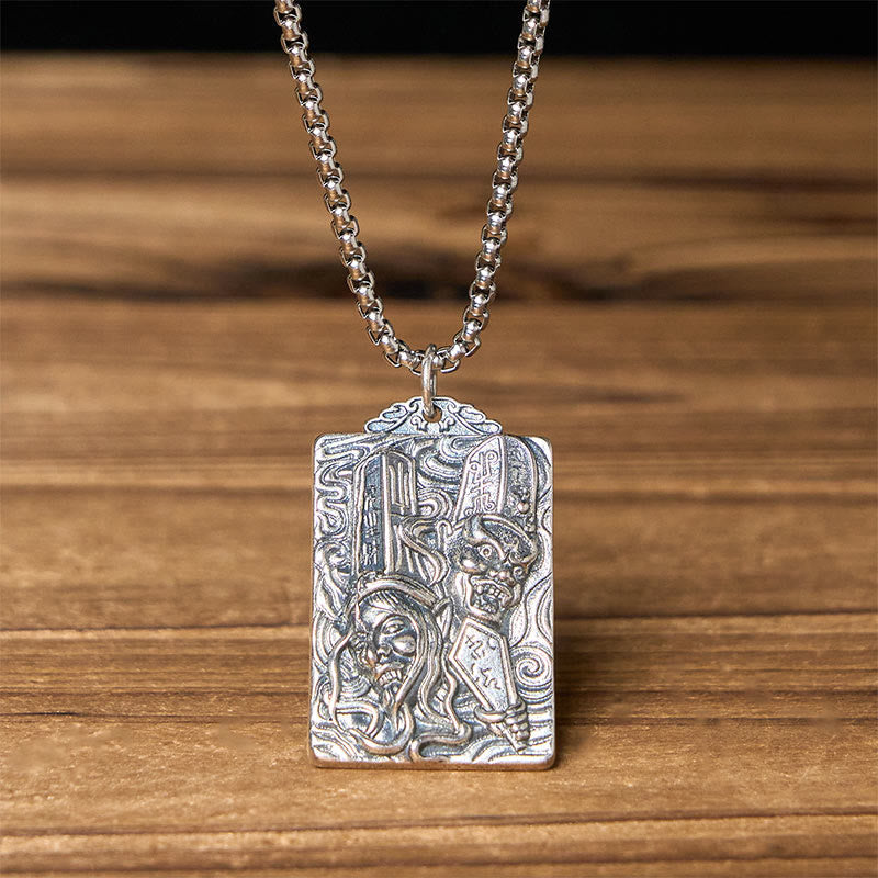 Buddha Stones Copper Black White Impermanence Pattern Balance Pendant Necklace