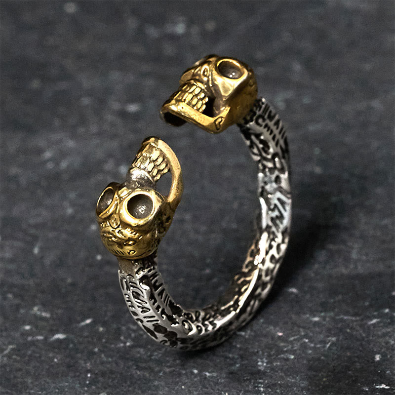 Buddha Stones the Lord of the Corpse Forest Copper Double Skull Keep Away Evil Spirits Ring