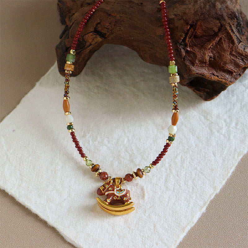 Buddha Stones Year of the Horse Copper Tiger Eye Various Beads Balance Necklace Pendants
