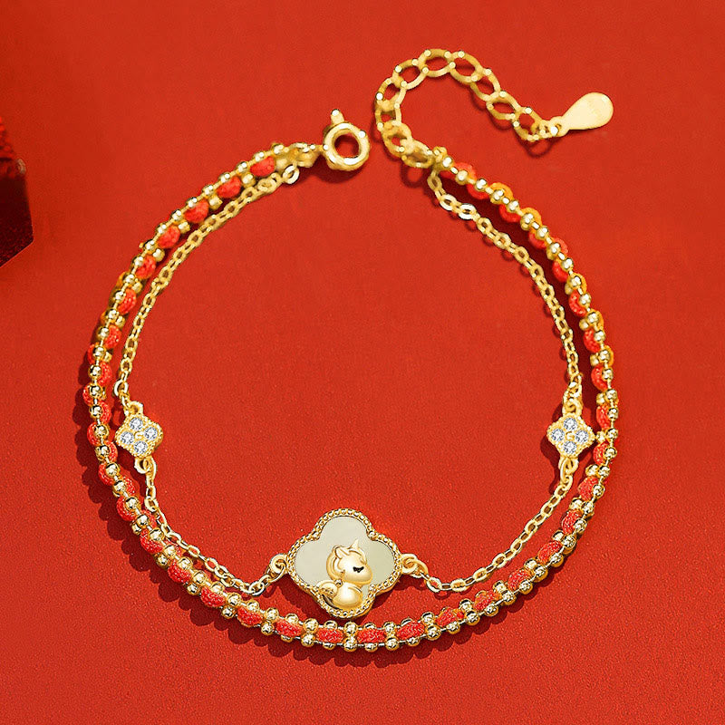 Buddha Stones 925 Sterling Silver Year of the Horse Red Agate Hetian Jade Confidence Bracelet
