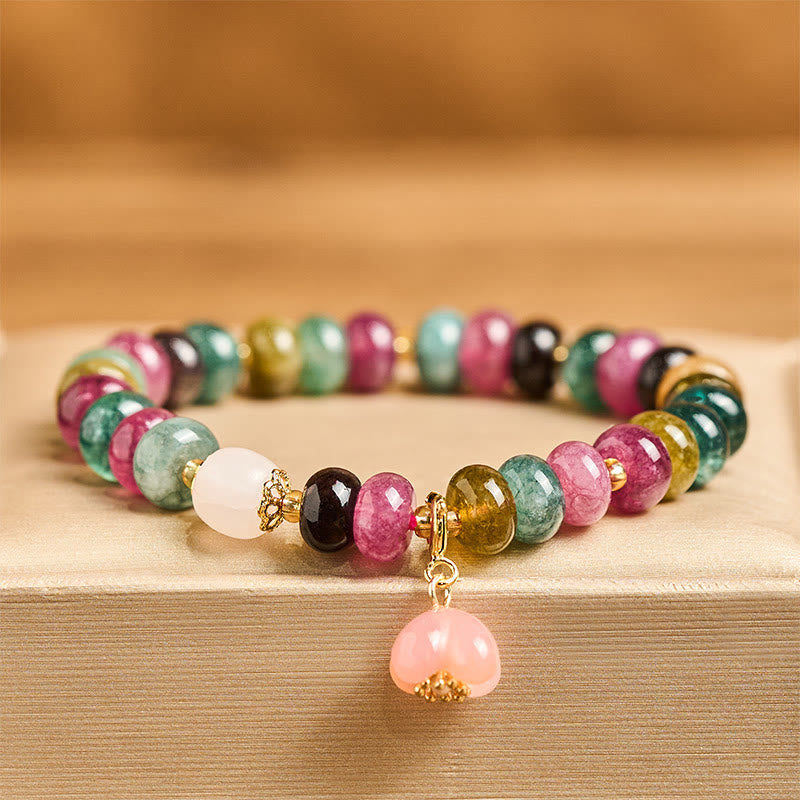 Buddha Stones Tourmaline Yanyuan Agate Peach Blossoms Love Bracelet