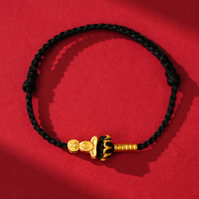Buddha Stones Formless Buddha Lotus Knot Red String Protection Braided Bracelet