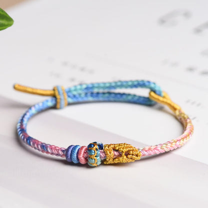 Buddha Stones Colorful Rope Eight Thread Peace Knot Luck Handmade Bracelet