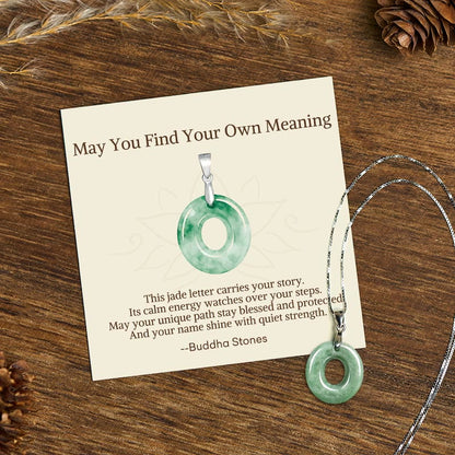 Buddha Stones "may You Find Your Own Meaning" Natural A-z Letter Jade 925 Sterling Silver Chain Necklace Includes Gift Message Card