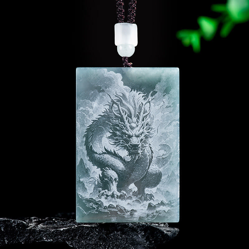 Buddha Stones Year of the Horse Chinese Zodiac Engraving Jade Abundance Necklace Pendants