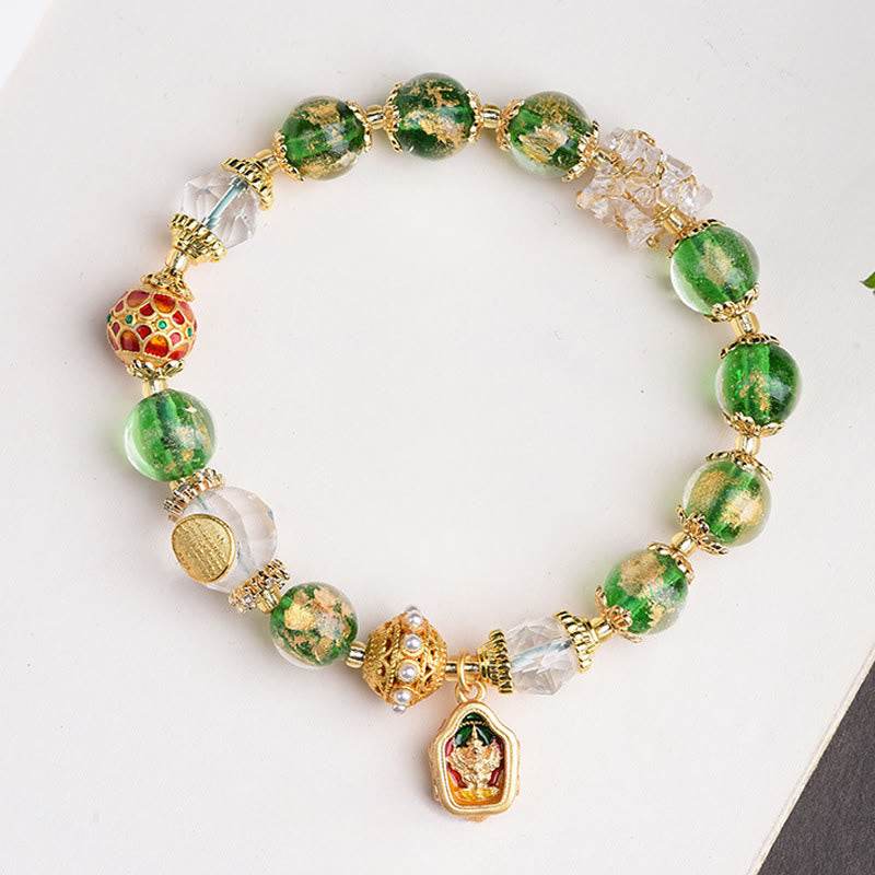 Buddha Stones Liuli Glass 925 Sterling Silver Copper Keep Away Evil Spirits Bracelet