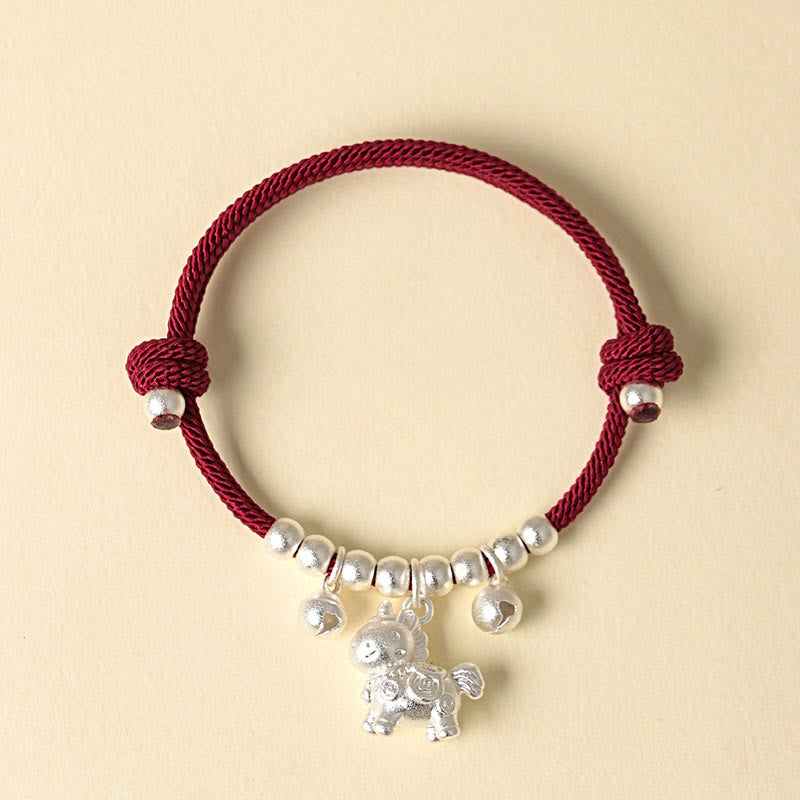 Buddha Stones Year of the Horse Multiple Horse Styles Rope Luck Strength Adjustable Bracelet