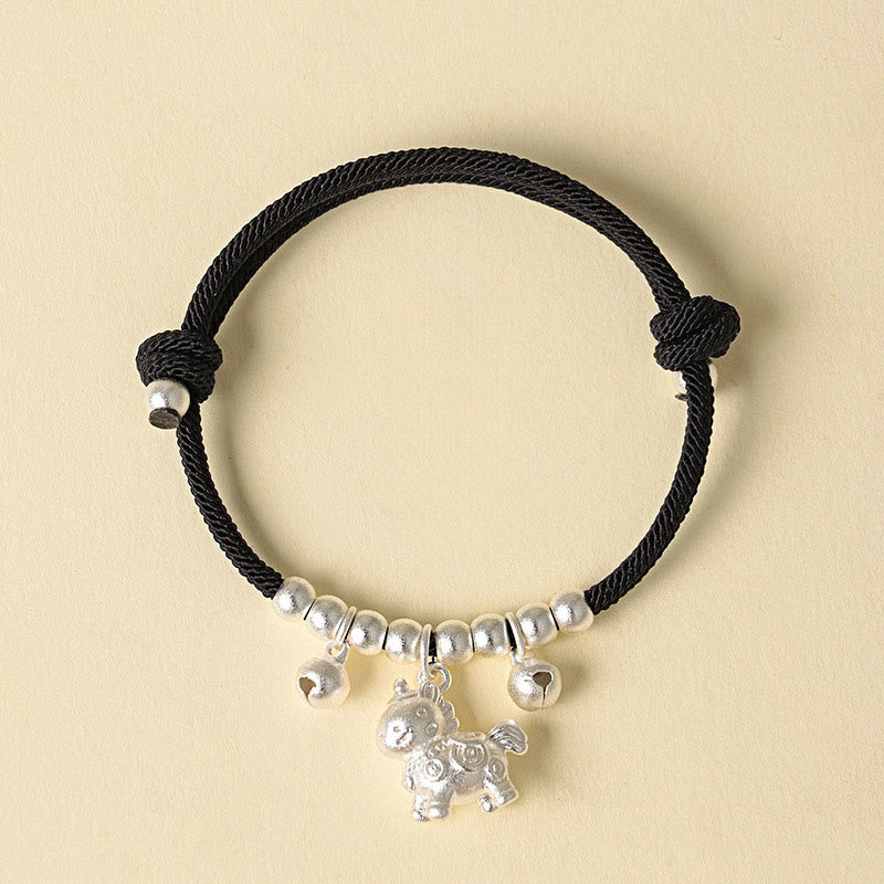 Buddha Stones Year of the Horse Multiple Horse Styles Rope Luck Strength Adjustable Bracelet