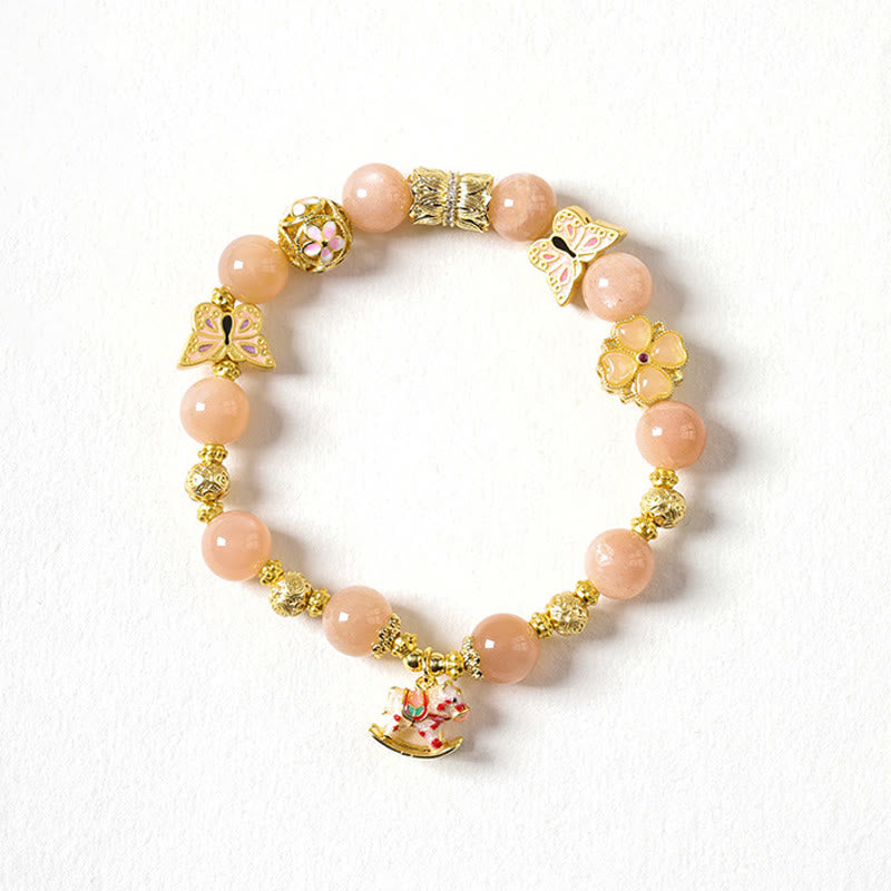 Buddha Stones Year of the Horse South Red Agate Sun Stone Tourmaline Success Bracelet