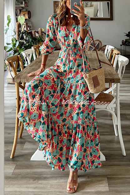 Full Bloom Adjustable Waist Maxi Dress
