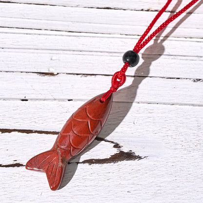 Buddha Stones Carving Koi Fish Pink Crystal Indian Agate Amethyst Warmth Prosperity Necklace Pendant