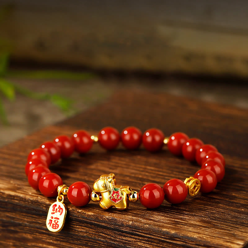 Buddha Stones Year of the Horse South Red Agate Success Bracelet