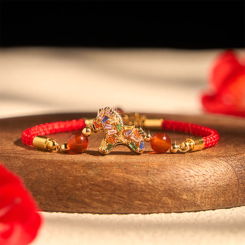 Buddha Stones Year of the Horse Copper Red Agate Balance Bracelet