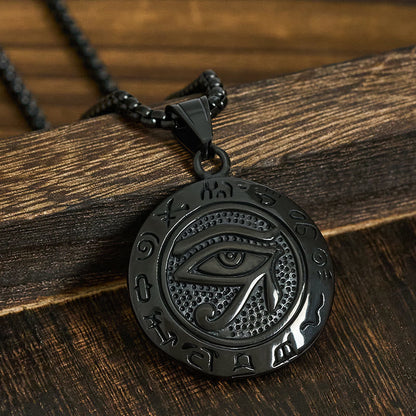 Buddha Stones Titanium Steel Evil Eye Balance Necklace Pendants