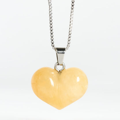 Buddha Stones Heart Design Amethyst Topaz Pink Crystal Opal Tiger Eye White Crystal Red Jasper Amazonite Green Aventurine Black Obsidian Citrine Balance Necklace Pendant