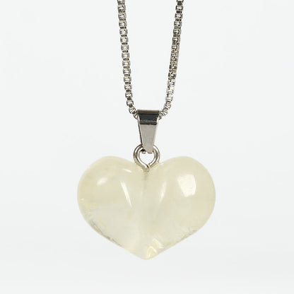 Buddha Stones Heart Design Amethyst Topaz Pink Crystal Opal Tiger Eye White Crystal Red Jasper Amazonite Green Aventurine Black Obsidian Citrine Balance Necklace Pendant
