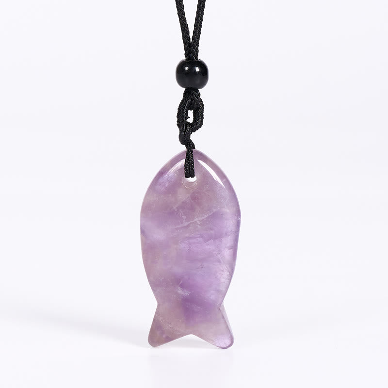 Buddha Stones Koi Fish Pink Crystal Indian Agate Amethyst Topaz Red Jasper Success Warmth Necklace Pendant
