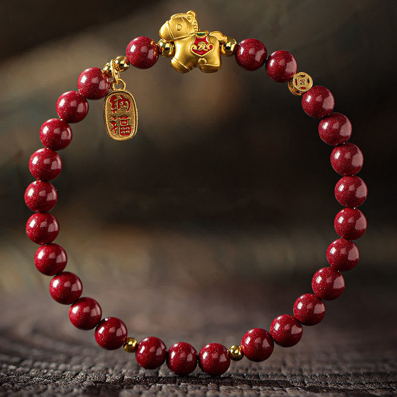 Buddha Stones Year of the Horse Cinnabar Blessing Bracelet
