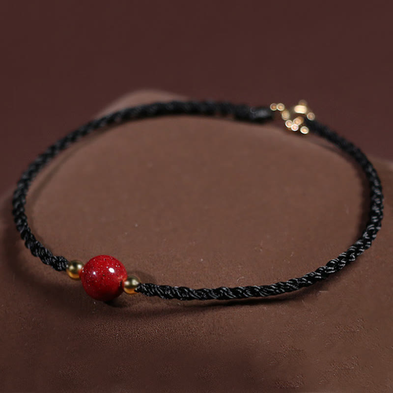 Buddha Stones Cinnabar Red String Blessing Keep Away Evil Spirits Bracelet