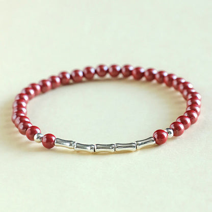 Buddha Stones Cinnabar 925 Sterling Silver Calm Concentration Bracelet
