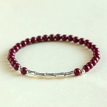 Buddha Stones Cinnabar 925 Sterling Silver Calm Concentration Bracelet