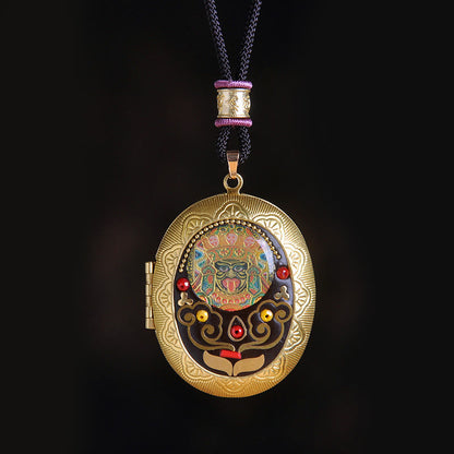 Buddha Stones Copper Kwan Yin Avalokitesvara Zakiram Wealth Pendant Necklace