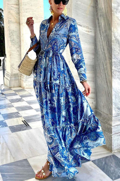 Gracefully Yours Paisley Shirt Maxi Dress