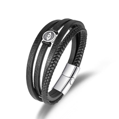 Buddha Stones Evil Eye Multilayered Braided Leather Balance Bracelet