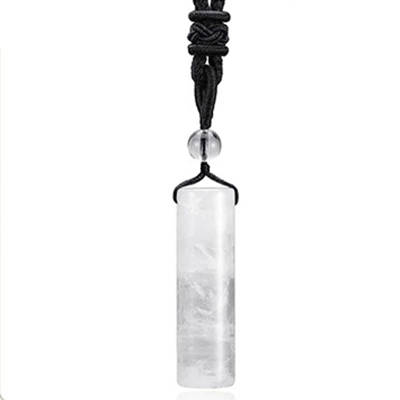 Buddha Stones Various Crystal Rose Quartz Green Aventurine Amethyst Cylinder Healing Necklace Pendant
