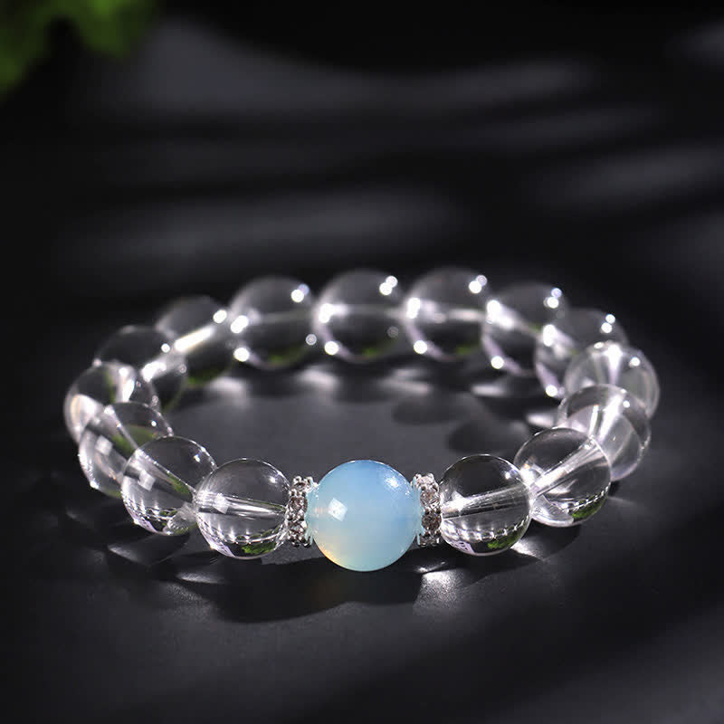 Buddha Stones Clear Quartz Aquamarine Healing Bracelet