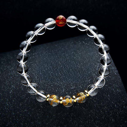 Buddha Stones Clear Quartz Chinese Zodiac Healing Bracelet