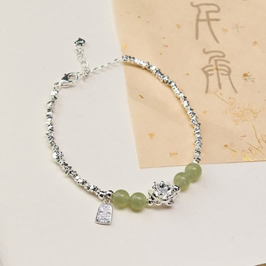 Buddha Stones Joy Happiness Charm Lotus Jade Bead Copper Abundance Bracelet