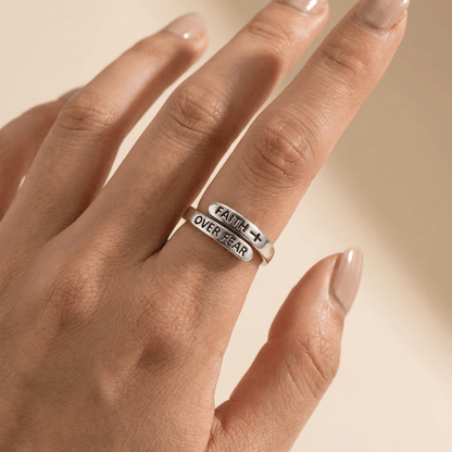 Faith Over Fear Ring - (adjustable)