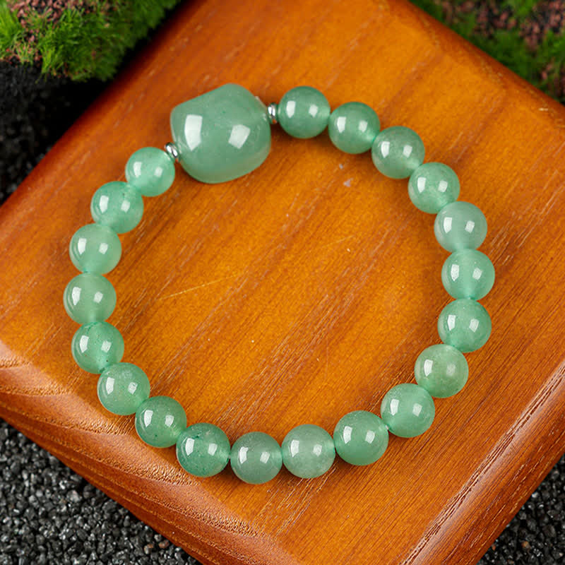 Buddha Stones Cat Design Blue Lace Agate Clear Quartz Beaded Bracelet