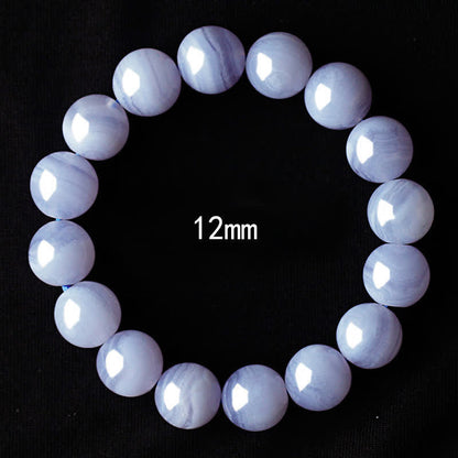 Buddha Stones Round Design Natural Blue Lace Agate Beaded Bracelet