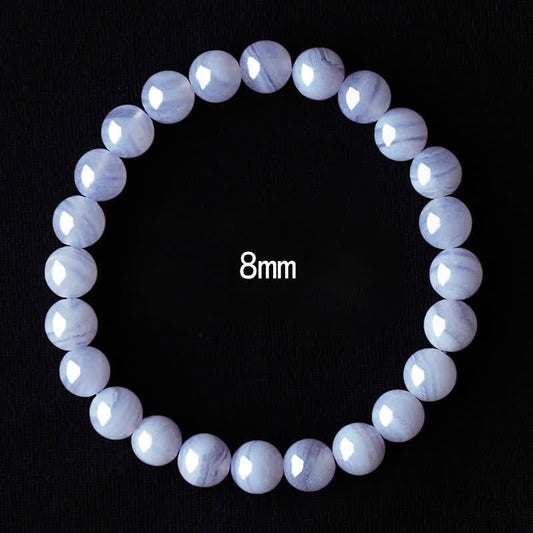 Buddha Stones Round Design Natural Blue Lace Agate Beaded Bracelet