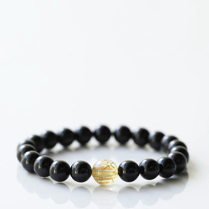 Buddha Stones Black Tourmaline Crystal Zodiac Animal Design Resilience Bracelet