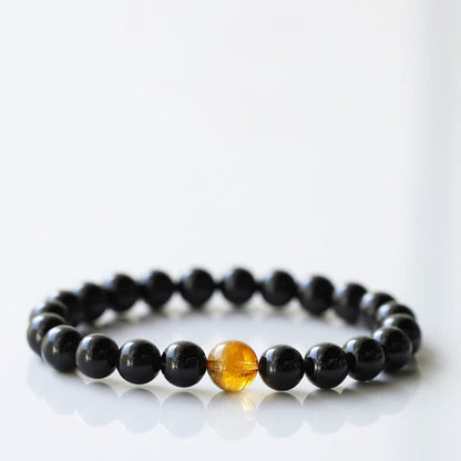 Buddha Stones Black Tourmaline Crystal Zodiac Animal Design Resilience Bracelet